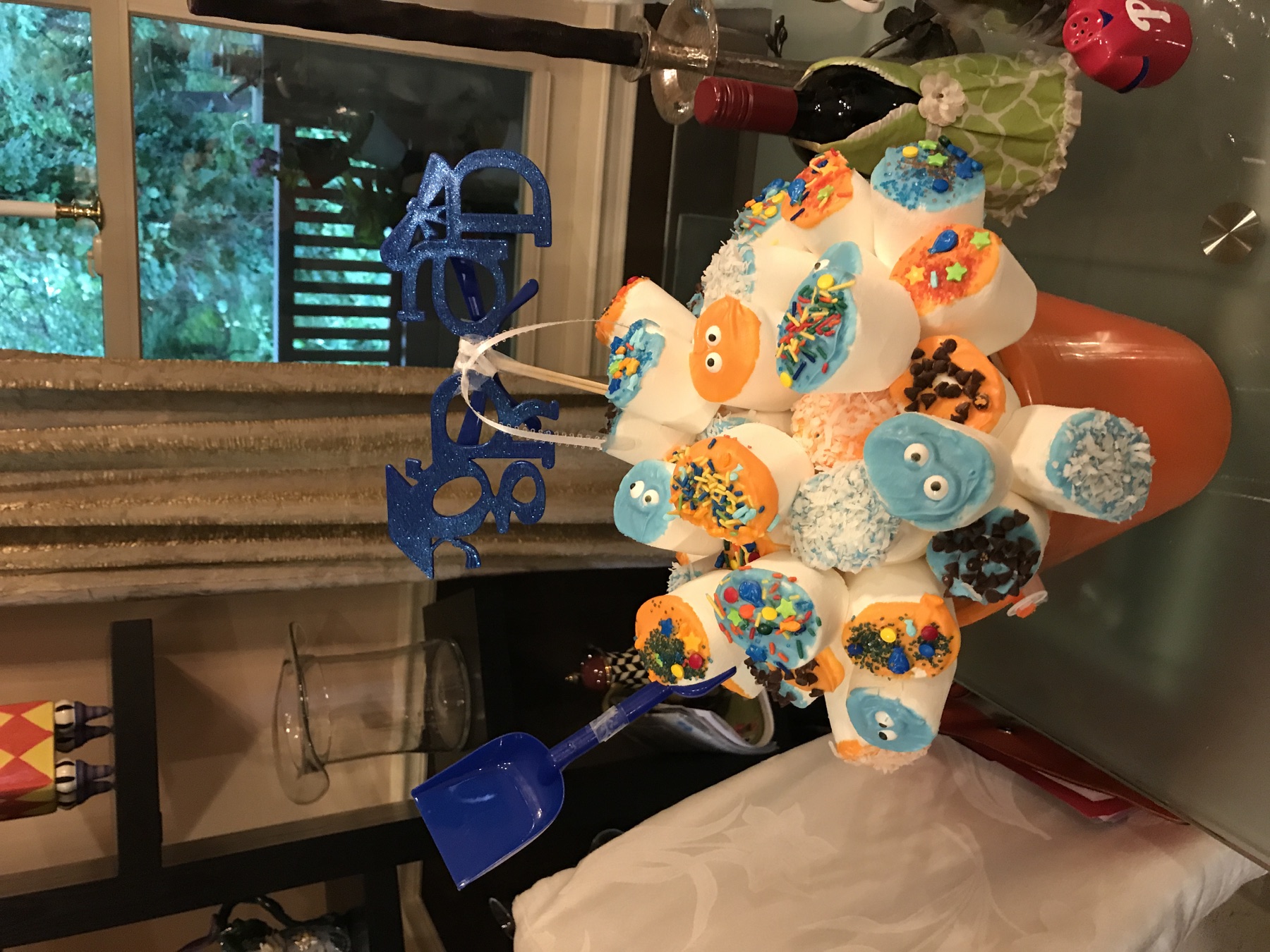 Blue and orange themed marshmallow treats